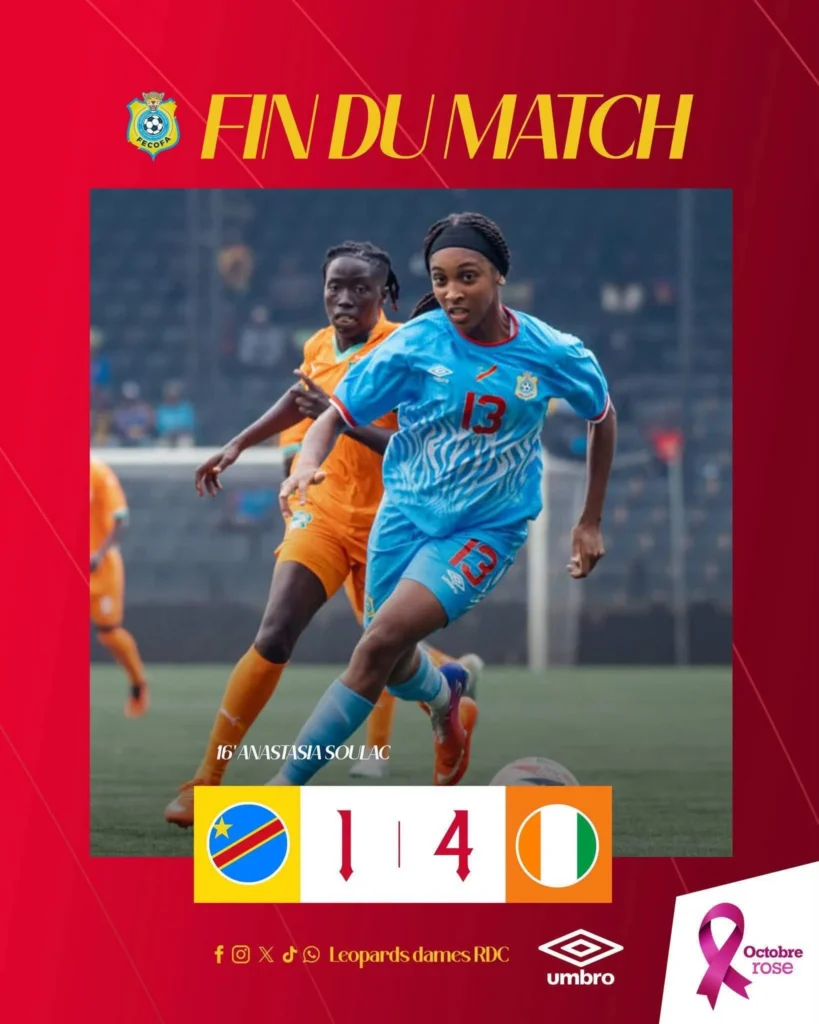 JO 2028 : humiliée à Lubumbashi par la Côte d’Ivoire (1-4), la RDC au bord de l’élimination